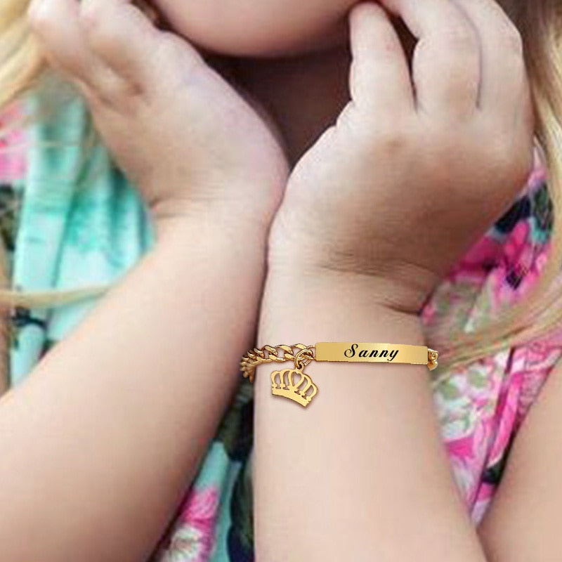 Child id bracelet deals stainless steel